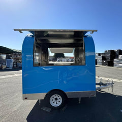 Sky Blue Arched Food Trailer with Stainless Interior - Single Axle