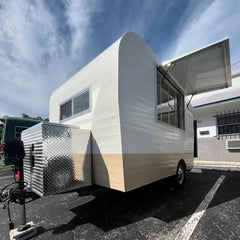 Classic Retro Camper Food Trailer with Wings - Two-Tone Single Axle