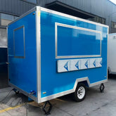 Blue Compact Box Food Trailer with Serving Window for Coffee, Snacks and Street Food
