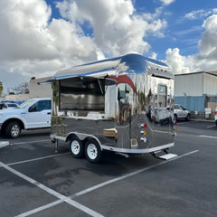 Mirror-Polished Stainless Steel Dual-Axle Food Trailer