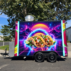 Neon Taco Double Axle Food Trailer with Commercial Kitchen for Tacos, BBQ and Street Food
