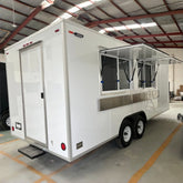 16ft White Enclosed Food Trailer with Dual Serving Windows & Stainless Steel Counter
