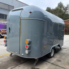 13.1ft Grey Retro Round Top Food Trailer for Mobile Coffee & Street Food with Dual Axle & Stabilizer Jacks