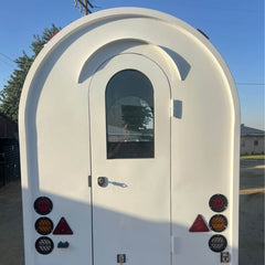 7.2ft White Mini Round Top Food Trailer for Coffee & Desserts with Single Axle & Arched Door