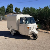 10ft Cream Vintage Tricycle Food Cart & Mobile Coffee Truck with Enclosed Box