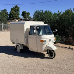 10ft Cream Vintage Tricycle Food Cart & Mobile Coffee Truck with Enclosed Box