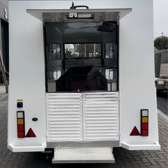 16.4ft White Retro Citroen Style Food Trailer for High-Volume Catering with Multi-Axle Chassis & Roof Vents