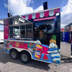 13.1ft Custom Wrapped Enclosed Food Trailer for Ice Cream & Water Ice with Exterior Speakers & Sliding Window