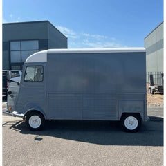 Matte Grey Citroen Style Food Trailer - Industrial Vintage Catering Cart