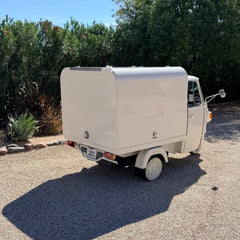 10ft Cream Vintage Tricycle Food Cart & Mobile Coffee Truck with Enclosed Box