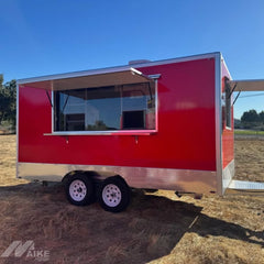Red Double Axle Food Trailer with Dual Serving Windows for Street Food, BBQ, Coffee and Mobile Catering