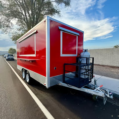 Bright Red Square Food Trailer - High Visibility Mobile Kitchen (Dual Axle)