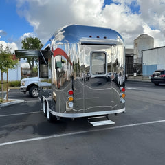 Mirror-Polished Stainless Steel Dual-Axle Food Trailer