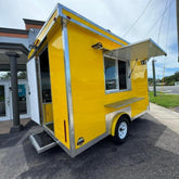 9.8ft Bright Yellow Compact Enclosed Food Trailer for Snacks & Hot Dogs with Single Axle & Diamond Plate Trim