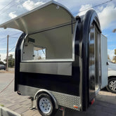 7.2ft Black Round Top Food Trailer for Coffee & Snacks with Single Axle & Diamond Plate Skirt