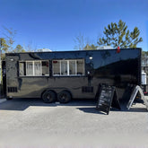 Massive High-Gloss Black Enclosed Food Trailer - Dual Axle