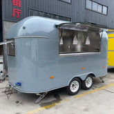 13.1ft Grey Retro Round Top Food Trailer for Mobile Coffee & Street Food with Dual Axle & Stabilizer Jacks