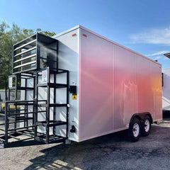 Sleek Silver-White Mobile Kitchen - Dual Axle Food Concession