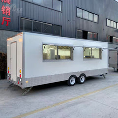 Large White Enclosed Food Trailer with Diamond Plate - Dual Axle