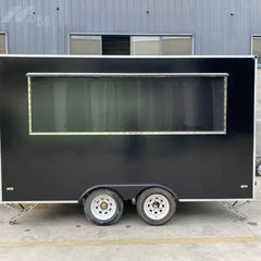 Sleek Black Enclosed Food Trailer - Dual Axle Commercial Kitchen