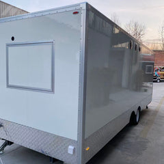 Large White Enclosed Food Trailer with Diamond Plate - Dual Axle