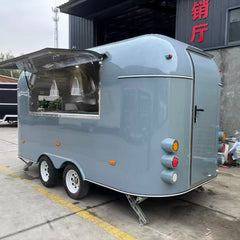 13.1ft Grey Retro Round Top Food Trailer for Mobile Coffee & Street Food with Dual Axle & Stabilizer Jacks