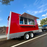 Vibrant Red Enclosed Food Trailer - Dual Axle Concession Trailer
