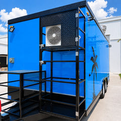 Blue Double Axle Food Trailer with Commercial Kitchen for BBQ, Burgers and Street Food