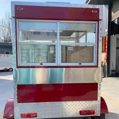 Compact Red Square Food Trailer - Single Axle Kiosk