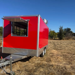Red Double Axle Food Trailer with Dual Serving Windows for Street Food, BBQ, Coffee and Mobile Catering