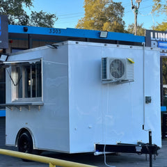 9.8ft White Compact Enclosed Food Trailer with Single Axle & Serving Window