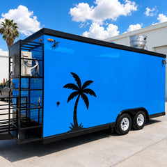 Blue Double Axle Food Trailer with Commercial Kitchen for BBQ, Burgers and Street Food