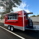 Bright Red Square Food Trailer - High Visibility Mobile Kitchen (Dual Axle)