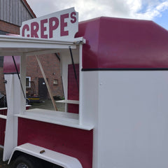 Converted Horse Box Catering Trailer - Burgundy & White Mobile Dessert Cart