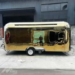 Gold Mirror Finish Food Trailer with Stainless Steel Kitchen for Coffee, Desserts and Street Food