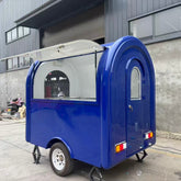 7.2ft Royal Blue Round Top Food Trailer for Mobile Coffee & Snacks with Single Axle & Built-in Sinks