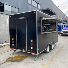 Sleek Black Enclosed Food Trailer - Dual Axle Commercial Kitchen