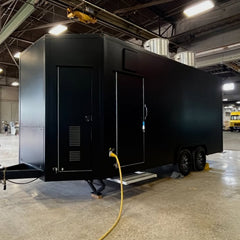 Sleek Matte Black Enclosed Food Trailer - Modern Dual Axle Kitchen