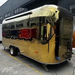 Gold Mirror Finish Food Trailer with Stainless Steel Kitchen for Coffee, Desserts and Street Food