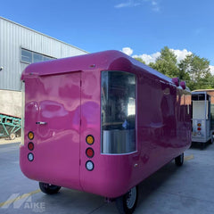 16.4ft Hot Pink Capsule Food Trailer for Desserts & Bubble Tea with Curved Corner Windows