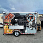 9.8ft Custom Wrapped Enclosed Food Trailer for Burgers & Smoothies with Single Axle & Exterior Spotlights