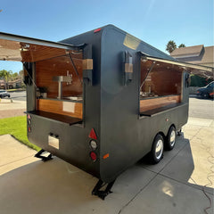 Premium Food Trailer Black Mobile Coffee Bar Catering Street Food Unit