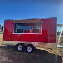 Red Double Axle Food Trailer with Dual Serving Windows for Street Food, BBQ, Coffee and Mobile Catering