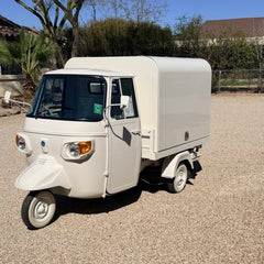 10ft Cream Vintage Tricycle Food Cart & Mobile Coffee Truck with Enclosed Box