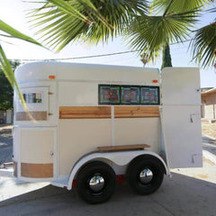 Boho Vintage Horsebox Trailer with Stained Glass - Mobile Bar