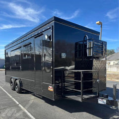 Premium Black Food Trailer Mobile Kitchen Concession Trailer for BBQ, Burgers and Street Food Business