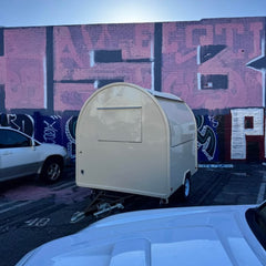 7.2ft Cream Round Top Food Trailer for Coffee & Street Snacks with Exhaust Hood & Stainless Counter