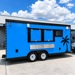 Blue Double Axle Food Trailer with Commercial Kitchen for BBQ, Burgers and Street Food