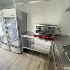 9.8ft White Enclosed Food Trailer for Mobile Catering & Coffee with Dual Axle & Wooden Serving Counter