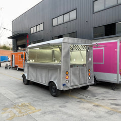 16.4ft Silver Retro Citroen Style Food Van for Street Food & Mobile Catering with Large Serving Window